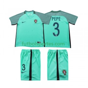 Camiseta Portugal PEPE 3 2016 Retro Niño Segunda Equipación
